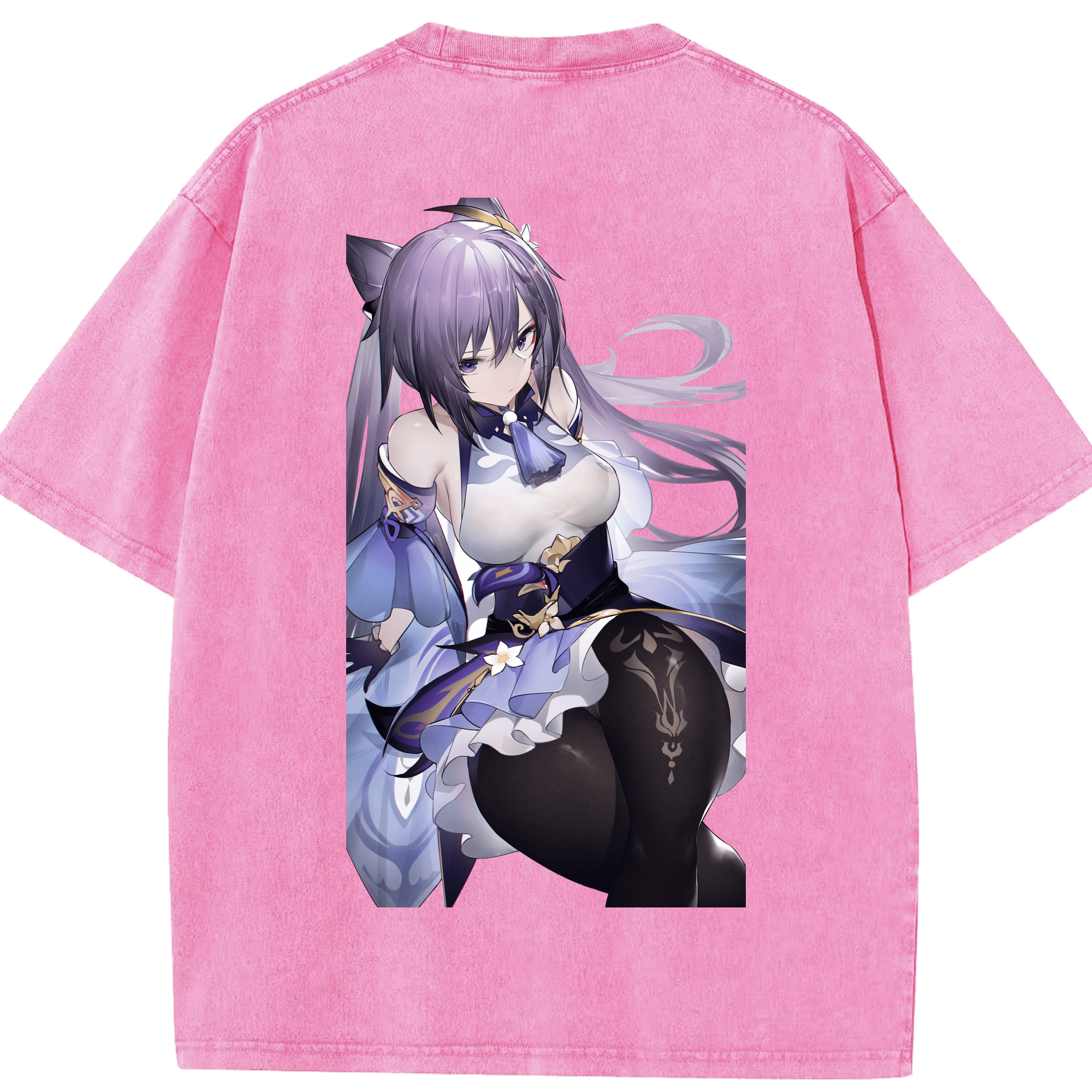 げんし神 刻晴 こくせい genshin Kokusei 綿100% ヴィンテージ風 半袖Tシャツ（背面プリント）